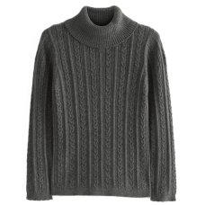 NTX017: Girls Cable Knit Roll Neck Jumper- Grey (12 Months -7 Years)
